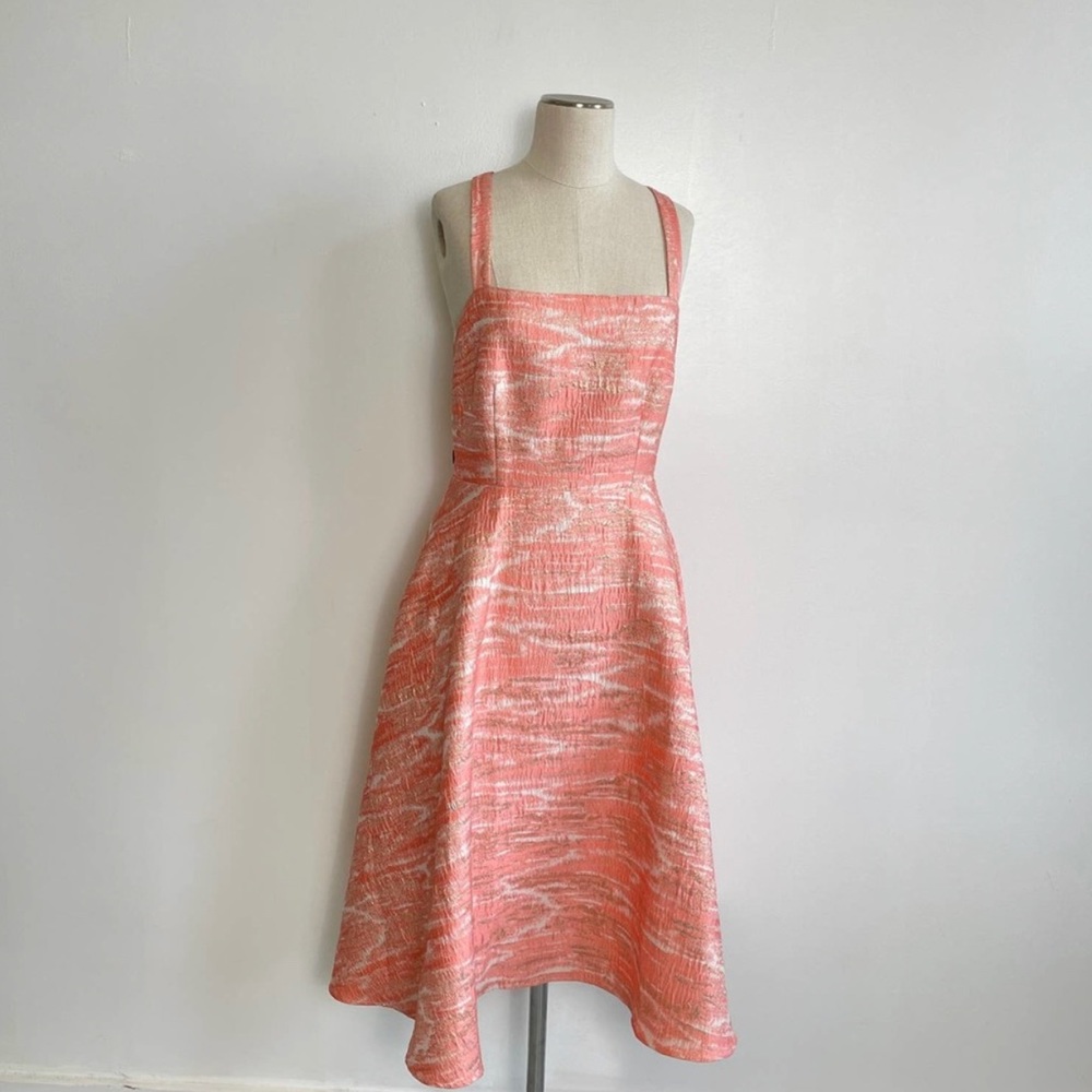 Hutch Tiffany Metallic Fit & Flare Holiday Dress Size 6 Criss Cross Back